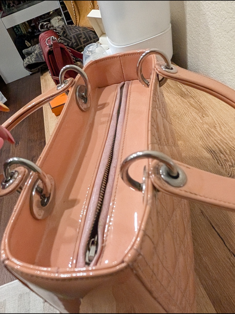 Dior Pink Quilted Lady Dior Top-Handle Satchel - Picture 8 of 10